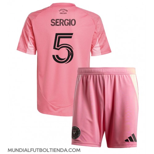 Camiseta Inter Miami Sergio Busquets #5 Primera Equipación Replica 2025-26 para niños mangas cortas (+ Pantalones cortos)